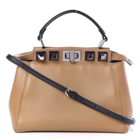 FENDI Nappa Studded Mini Peekaboo Iconic Satchel 